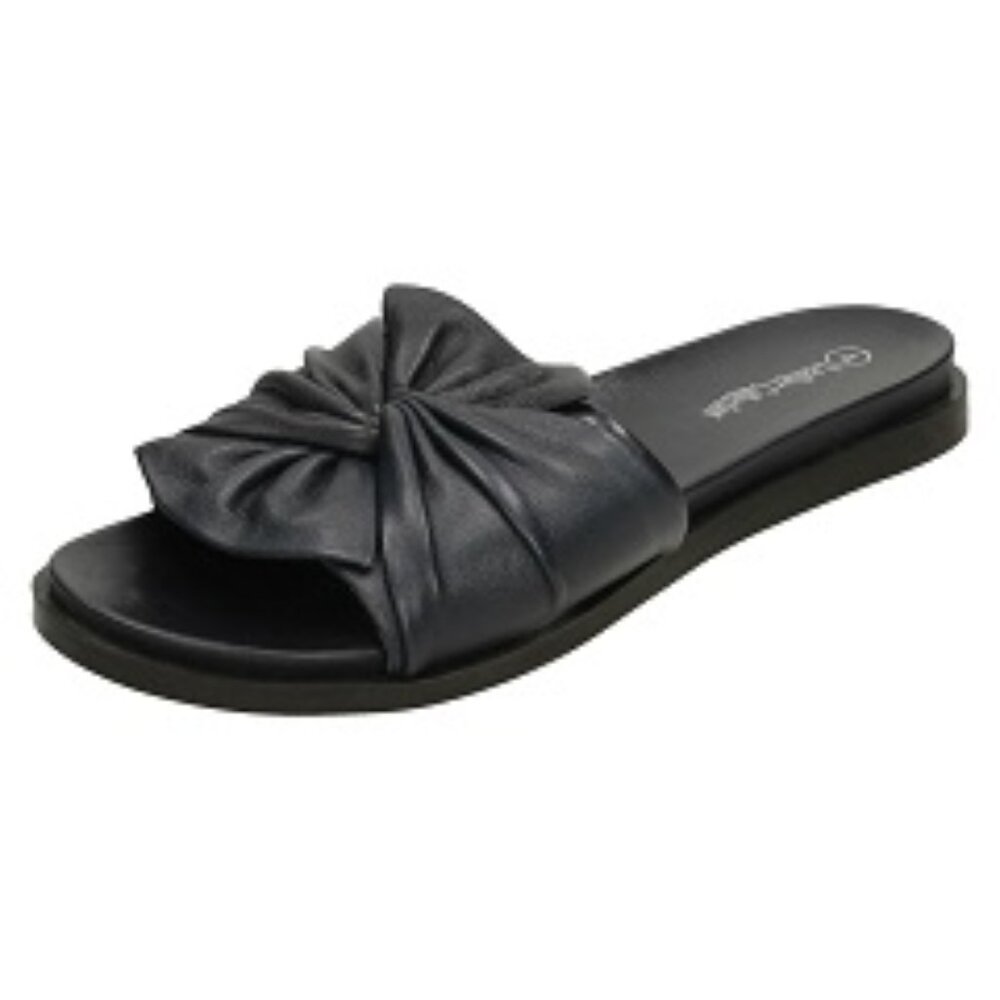 NEW from Ladies Leather Collection Black Twisted Vamp Mules Size US 10/UK8